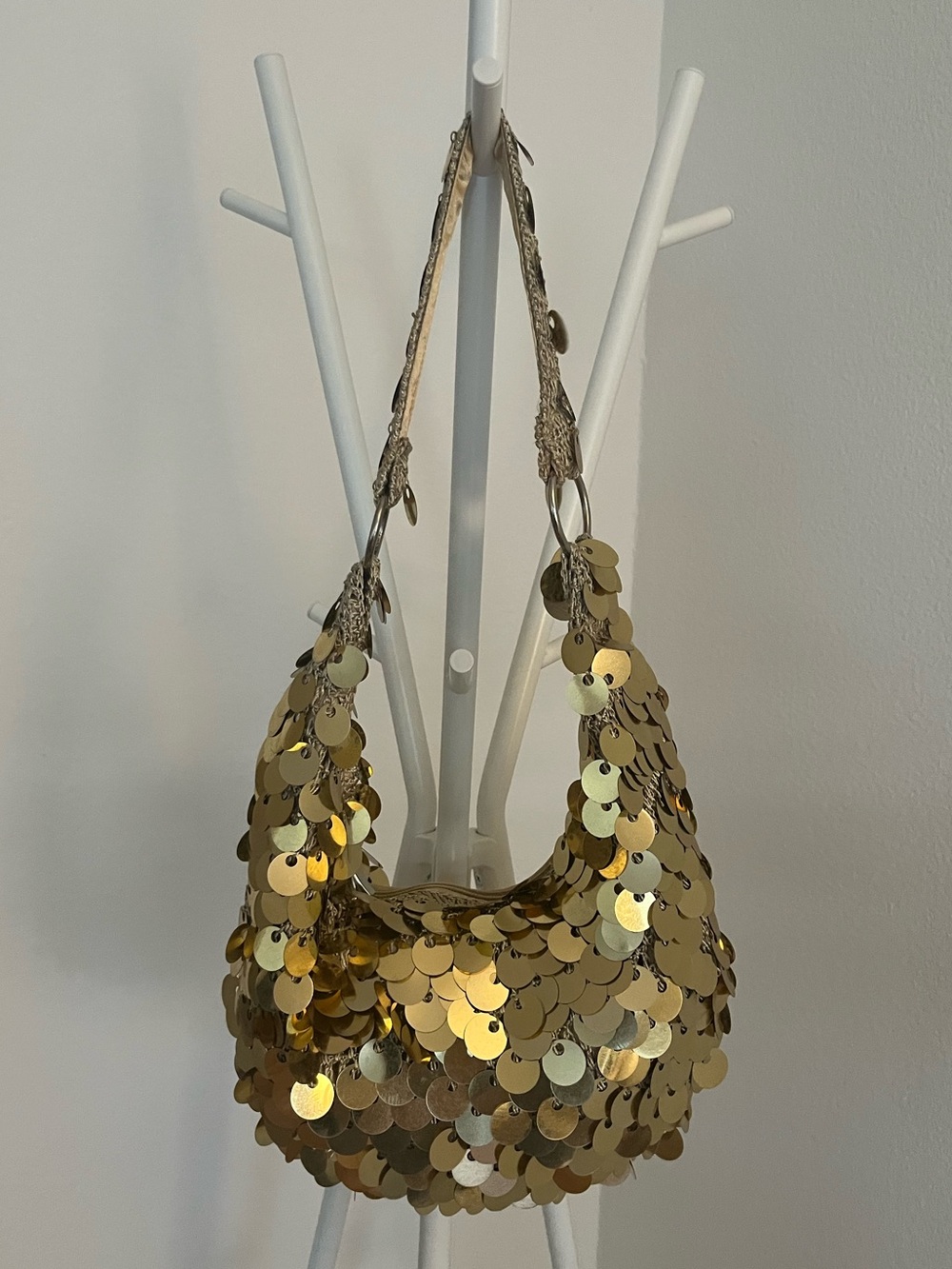 Vintage Y2K Gold Sequin Embellished Shoulder Bag NWOT